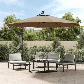 Cantilever Umbrella with LED Lights - 350 cm Taupe