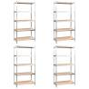 5-Layer Shelves - Sturdy Silver Steel & Engineered Wood Storage