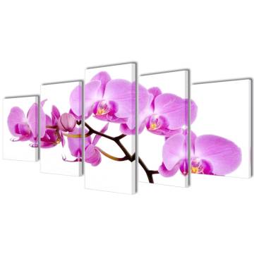 5-Panel Orchid Canvas Wall Print Set - 200 x 100 cm