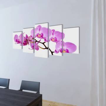 5-Panel Orchid Canvas Wall Print Set - 200 x 100 cm