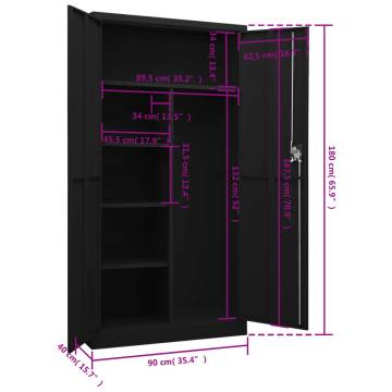 Industrial Black Steel Locker Cabinet 90x40x180 cm | HiPo Market