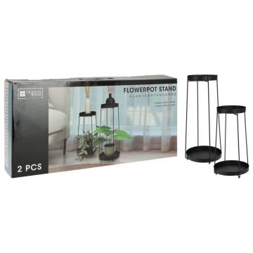 H&S Collection Flower Pot Stand Set - Stylish Metal Black