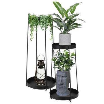 H&S Collection Flower Pot Stand Set - Stylish Metal Black