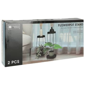 H&S Collection Flower Pot Stand Set - Stylish Metal Black