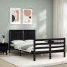 Black Bed Frame with Headboard - 120x200 cm Solid Wood