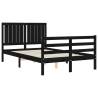 Black Bed Frame with Headboard - 120x200 cm Solid Wood