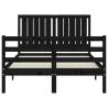 Black Bed Frame with Headboard - 120x200 cm Solid Wood