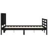 Black Bed Frame with Headboard - 120x200 cm Solid Wood