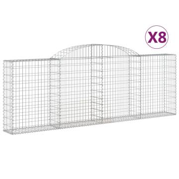 Arched Gabion Baskets - 8 pcs Galvanised Iron 300x30x100cm