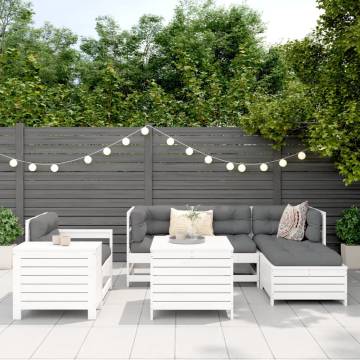 7 Piece Garden Sofa Set - White Solid Pine Wood Outdoor Furniture