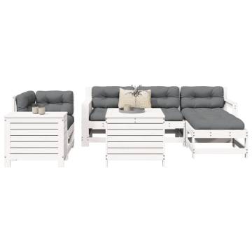 7 Piece Garden Sofa Set - White Solid Pine Wood | HipoMarket