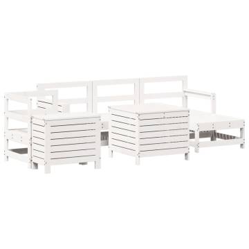 7 Piece Garden Sofa Set - White Solid Pine Wood | HipoMarket