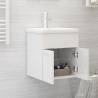 High Gloss White Sink Cabinet with Built-in Basin | Hipomarket