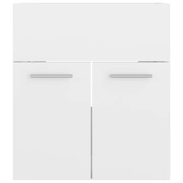 High Gloss White Sink Cabinet with Built-in Basin | Hipomarket