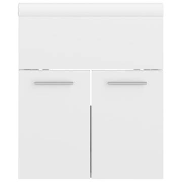 High Gloss White Sink Cabinet with Built-in Basin | Hipomarket