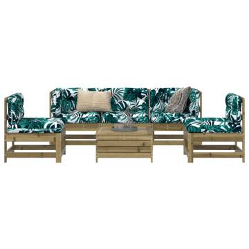 6 Piece Garden Sofa Set - Durable Pinewood for Outdoor Comfort