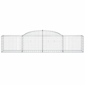 Arched Gabion Baskets - 15 pcs Galvanised Iron Garden Barrier