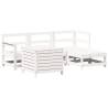 5 Piece Garden Sofa Set - White Solid Pinewood Furniture