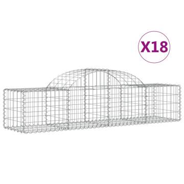 Arched Gabion Baskets - 18 pcs Galvanised Iron | Hipomarket UK