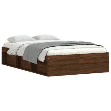 Brown Oak Bed Frame 120x190 cm - Stylish Small Double