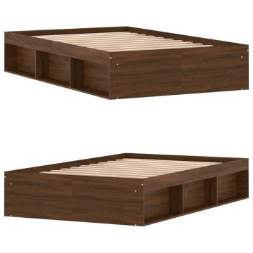 Brown Oak Bed Frame 120x190 cm - Stylish Small Double