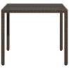 Garden Table with Glass Top - Brown 90x90x75 cm - Poly Rattan