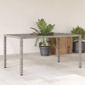 Garden Table with Glass Top Grey 150x90 cm | HipoMarket