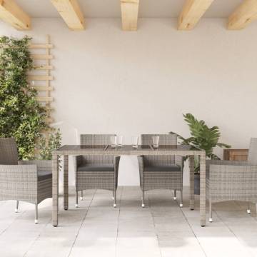 Garden Table with Glass Top Grey 150x90 cm | HipoMarket