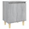 Scandinavian Bed Cabinet with Solid Wood Legs - Grey Sonoma 40x30x50 c