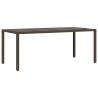 Garden Table with Glass Top - Brown Poly Rattan 190x90x75 cm