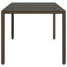 Garden Table with Glass Top - Brown Poly Rattan 190x90x75 cm