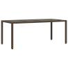 Garden Table with Glass Top - Brown Poly Rattan 190x90x75 cm