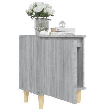 Scandinavian Bed Cabinet with Solid Wood Legs - Grey Sonoma 40x30x50 c