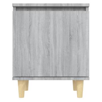 Scandinavian Bed Cabinet with Solid Wood Legs - Grey Sonoma 40x30x50 c