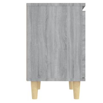 Scandinavian Bed Cabinet with Solid Wood Legs - Grey Sonoma 40x30x50 c