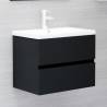 Stylish Black Sink Cabinet with Built-in Basin | HipoMarket