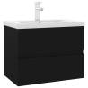 Stylish Black Sink Cabinet with Built-in Basin | HipoMarket