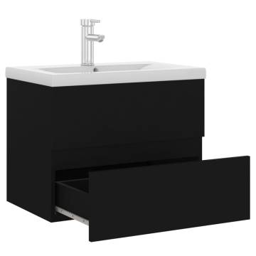 Stylish Black Sink Cabinet with Built-in Basin | HipoMarket