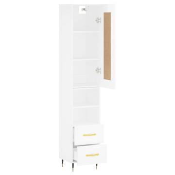 Stylish Highboard High Gloss White - 34.5x34x180 cm