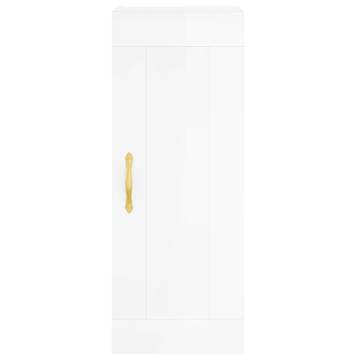 Stylish Highboard High Gloss White - 34.5x34x180 cm