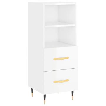 Stylish Highboard High Gloss White - 34.5x34x180 cm