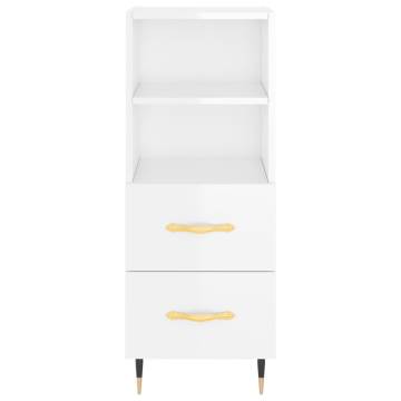 Stylish Highboard High Gloss White - 34.5x34x180 cm