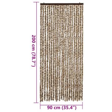 Fly Curtain Beige & Brown 90x200 cm Chenille - Insect Protection