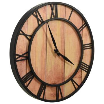 Vintage Wall Clock 39 cm - Brown & Black MDF & Iron