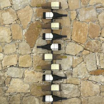 Wall-Mounted Wine Rack for 10 Bottles - Black Metal Design