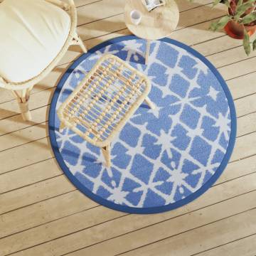 Outdoor Carpet Blue & White Ø120 cm - Durable & Stylish