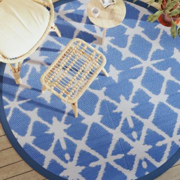 Outdoor Carpet Blue & White Ø200 cm - Trendy Decor for Outdoors