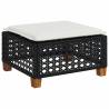 Garden Stool with Cushion - Black Poly Rattan - Hipomarket