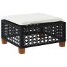 Garden Stool with Cushion - Black Poly Rattan - Hipomarket