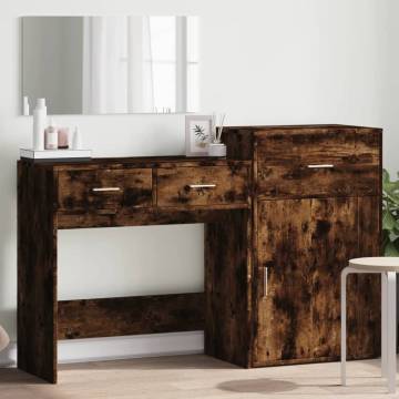 3 Piece Dressing Table Set - Smoked Oak Engineered Wood